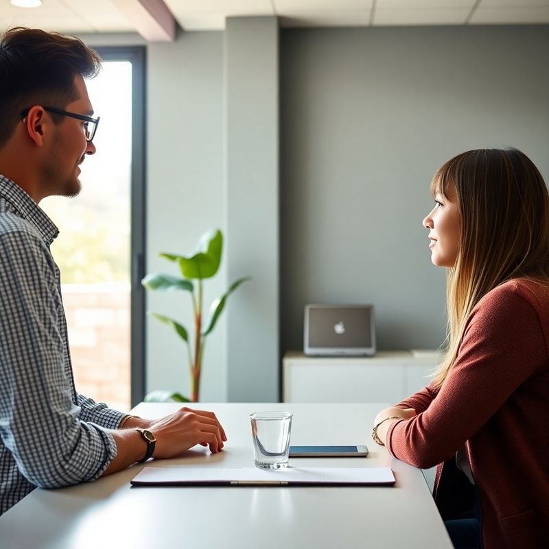 An admissions advisor in conversation with a prospective student in a Sydney office